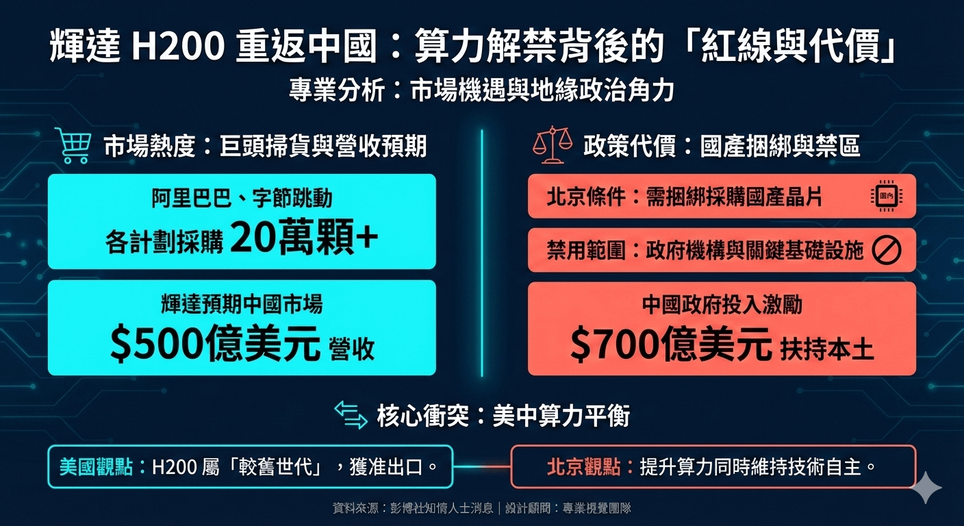 輝達H200晶片傳出即將獲准進入中國市場。（AI製圖）