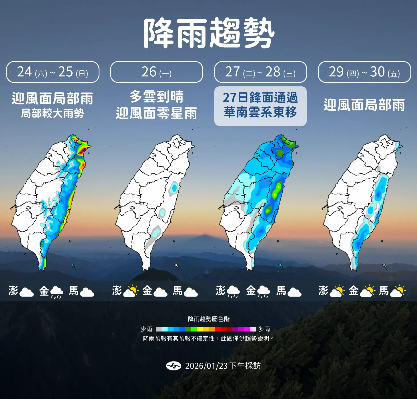 未來一周降雨趨勢。（圖／氣象署提供）