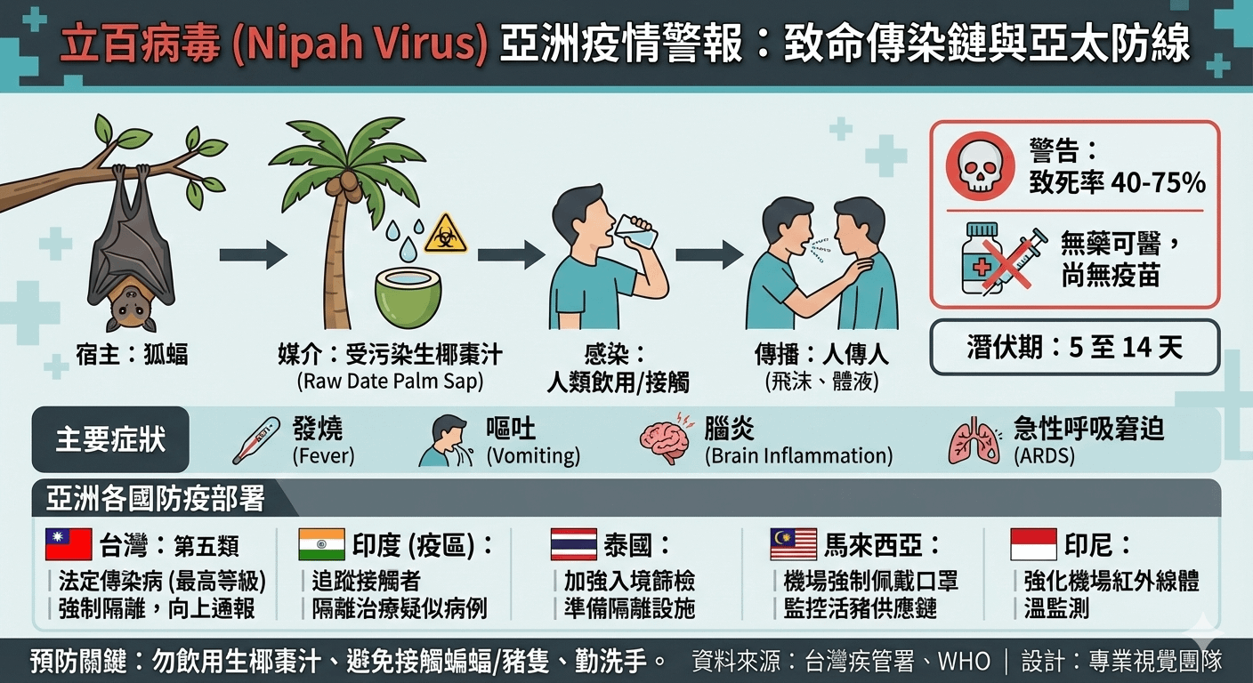 印度立百病毒疫情讓亞洲各國很緊張。（Gemini AI製圖）