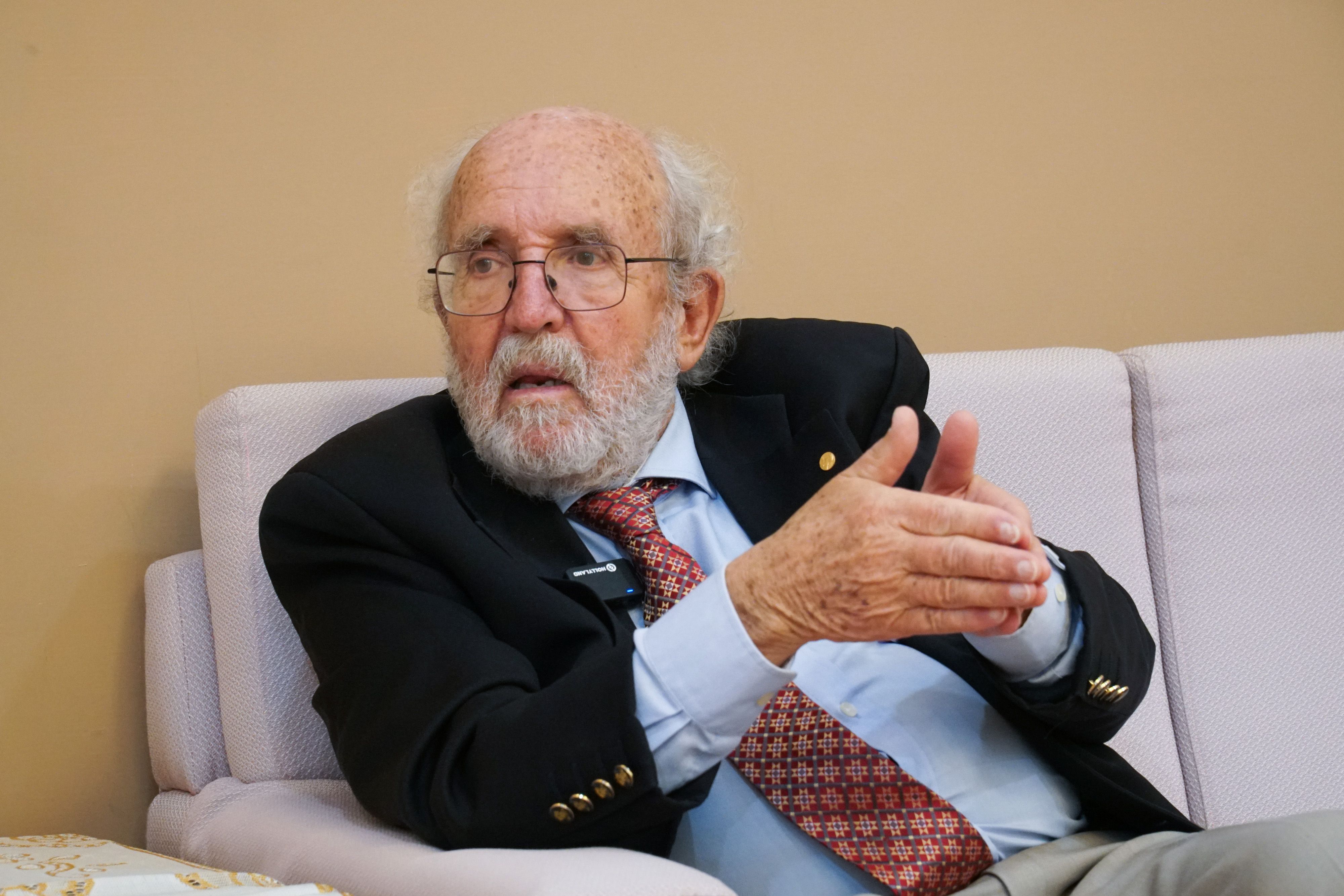 20260122諾貝爾物理獎得主Michel Mayor專訪。（蔡親傑攝）