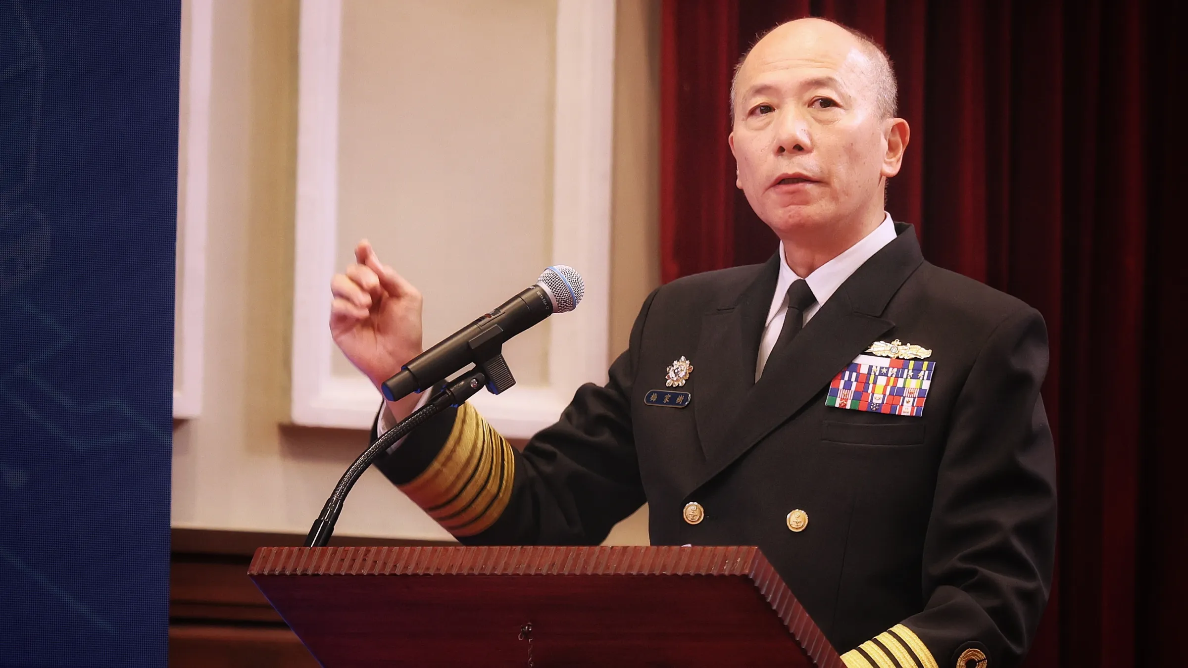 Chief of the General Staff Admiral Mei Chia-shu at a press conference on February 11, 2026.