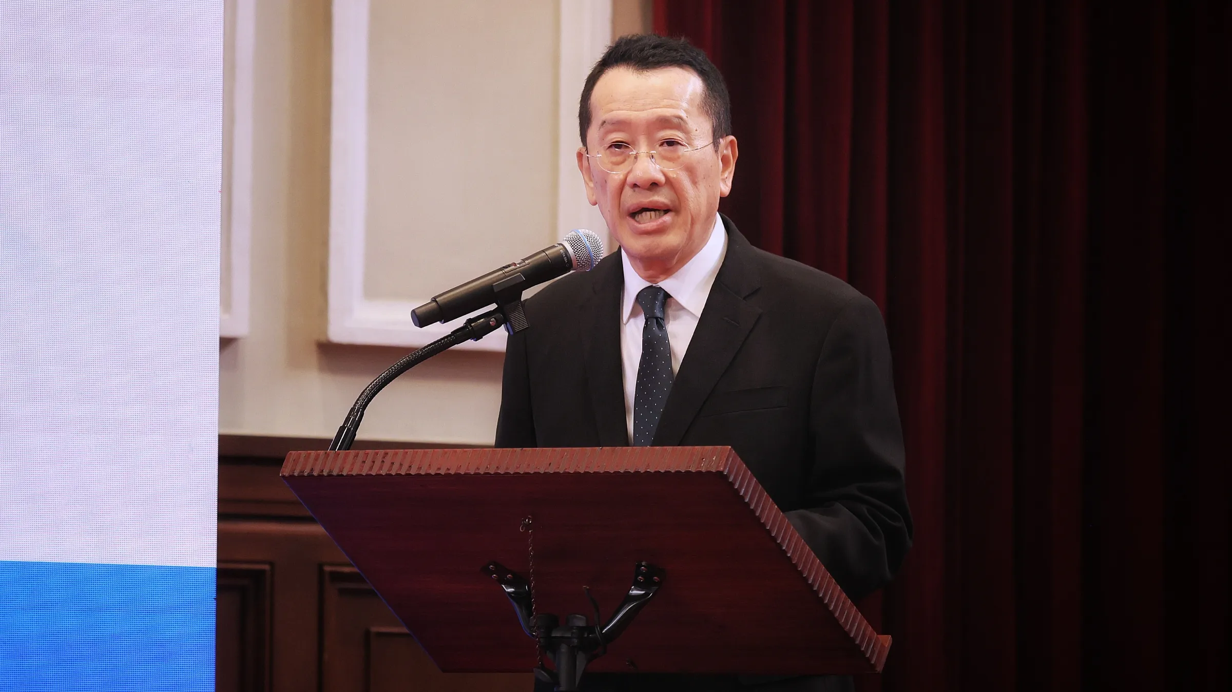 Minister of National Defense Wellington Koo attends a press conference on March 11, 2026.