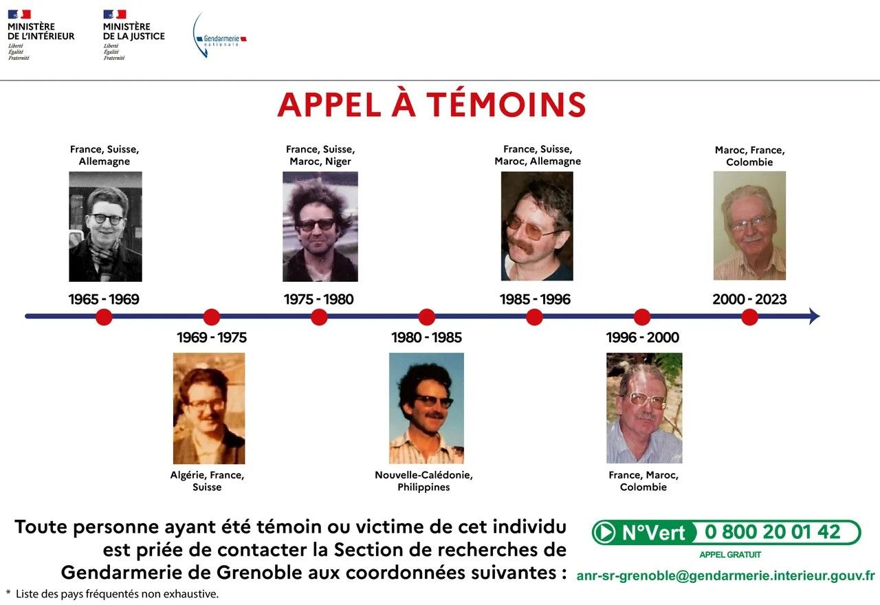 フランス検察が異例の公開に踏み切った、長年にわたる性犯罪者ジャック・ルヴーグル（Jacques Leveugle）被告の顔写真と実名。（フランス内務省より）