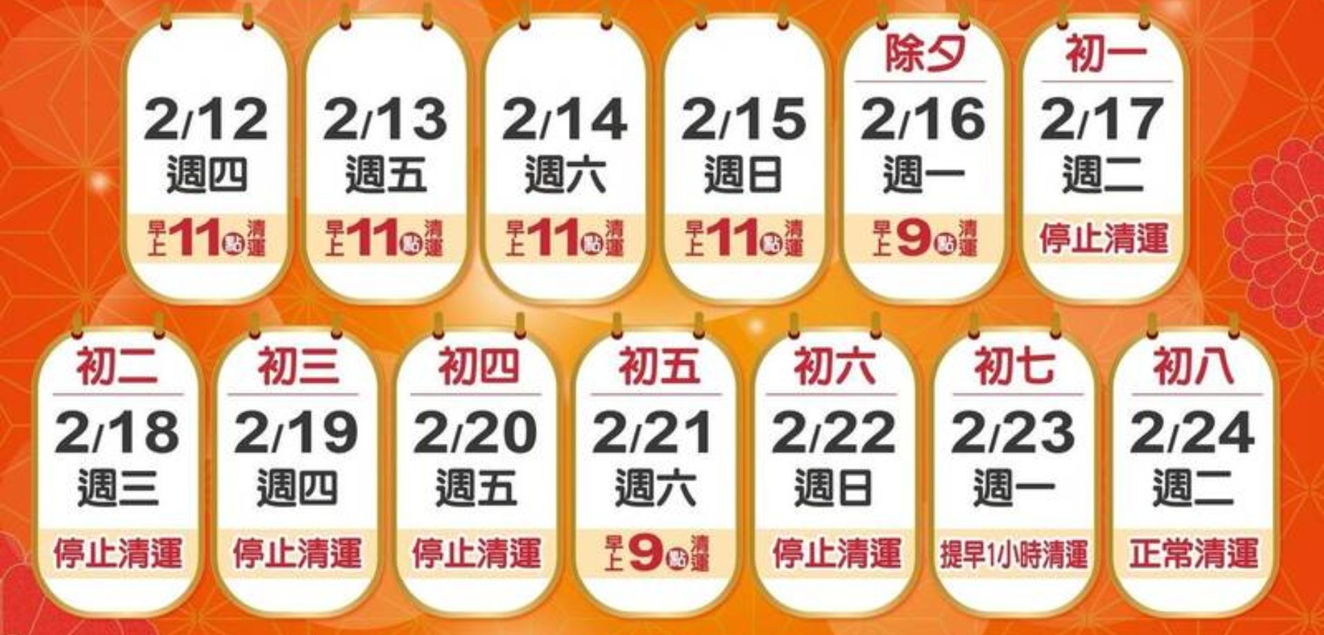 彰化市過年垃圾車時間出爐！（彰化市清潔隊提供）