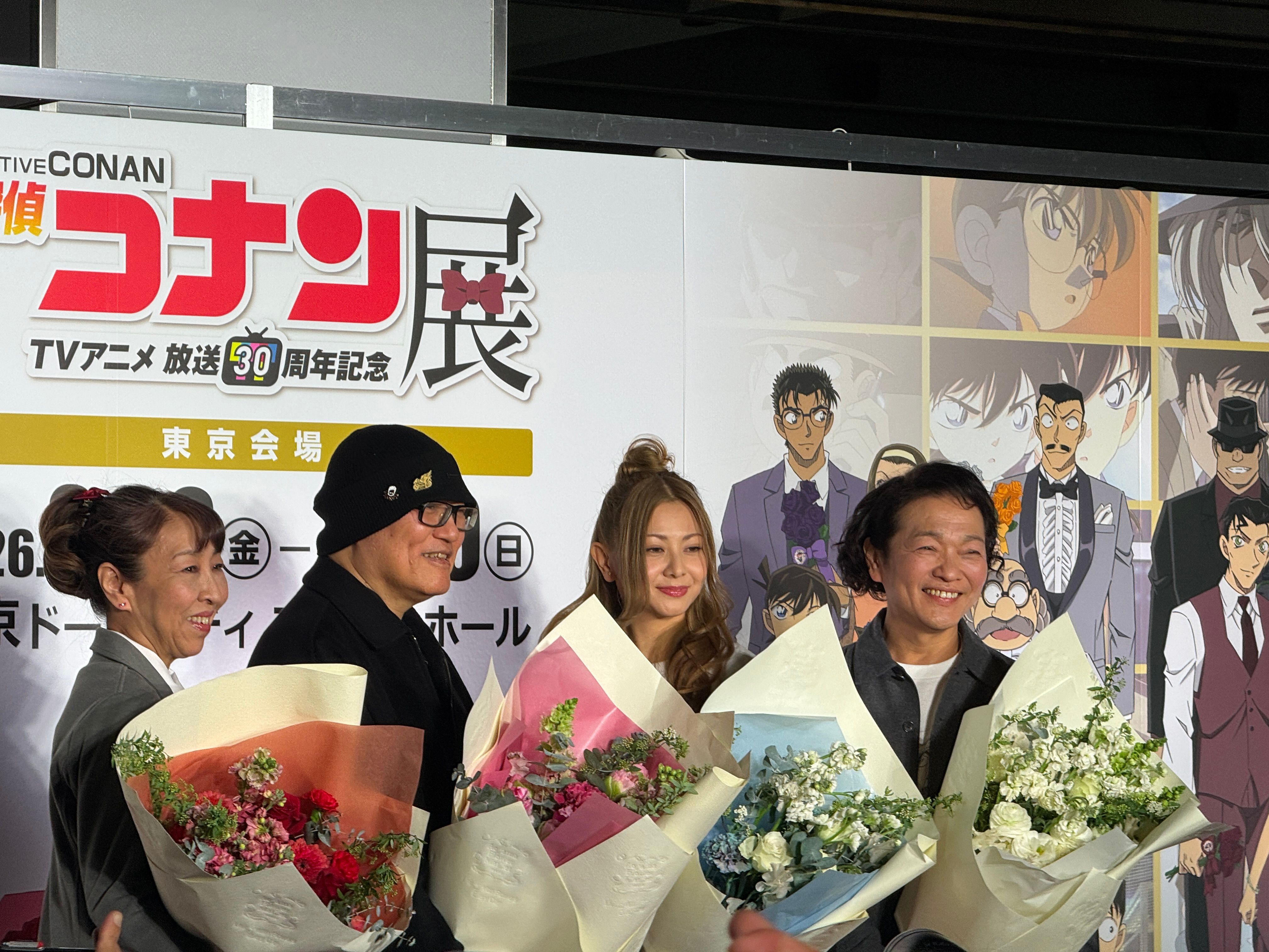 青山剛昌氏や声優陣が登壇した「名探偵コナン」放送30周年記念展のセレモニーが開催され、制作の裏話や全国12都市を巡る展覧会の全貌、2026年4月公開の劇場版最新作への期待が語られた。黃信維攝影、© 青山剛昌／小学館・読売テレビ・TMS 1996