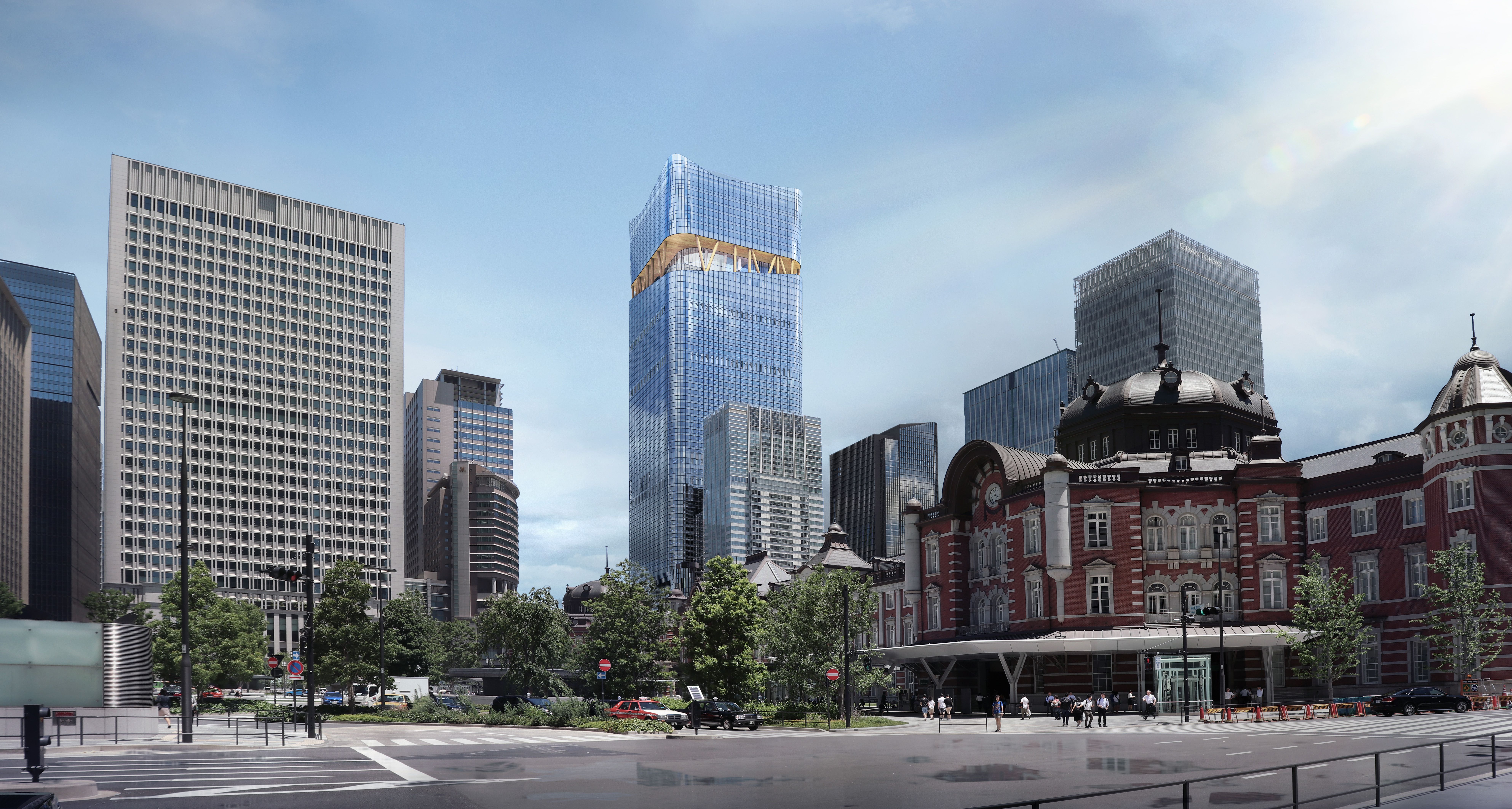 地上300メートルの空中公園や最高級ホテルの導入により、Torch Towerは自然と都市機能が調和する新たなウェルビーイングの形を提示する。提供：Mitsubishi Jisho Design