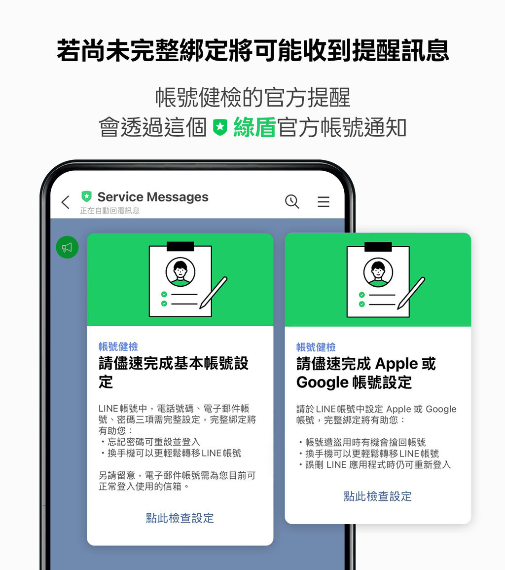 LINE官方健檢通知。(圖／台灣LINE官方BLOG)