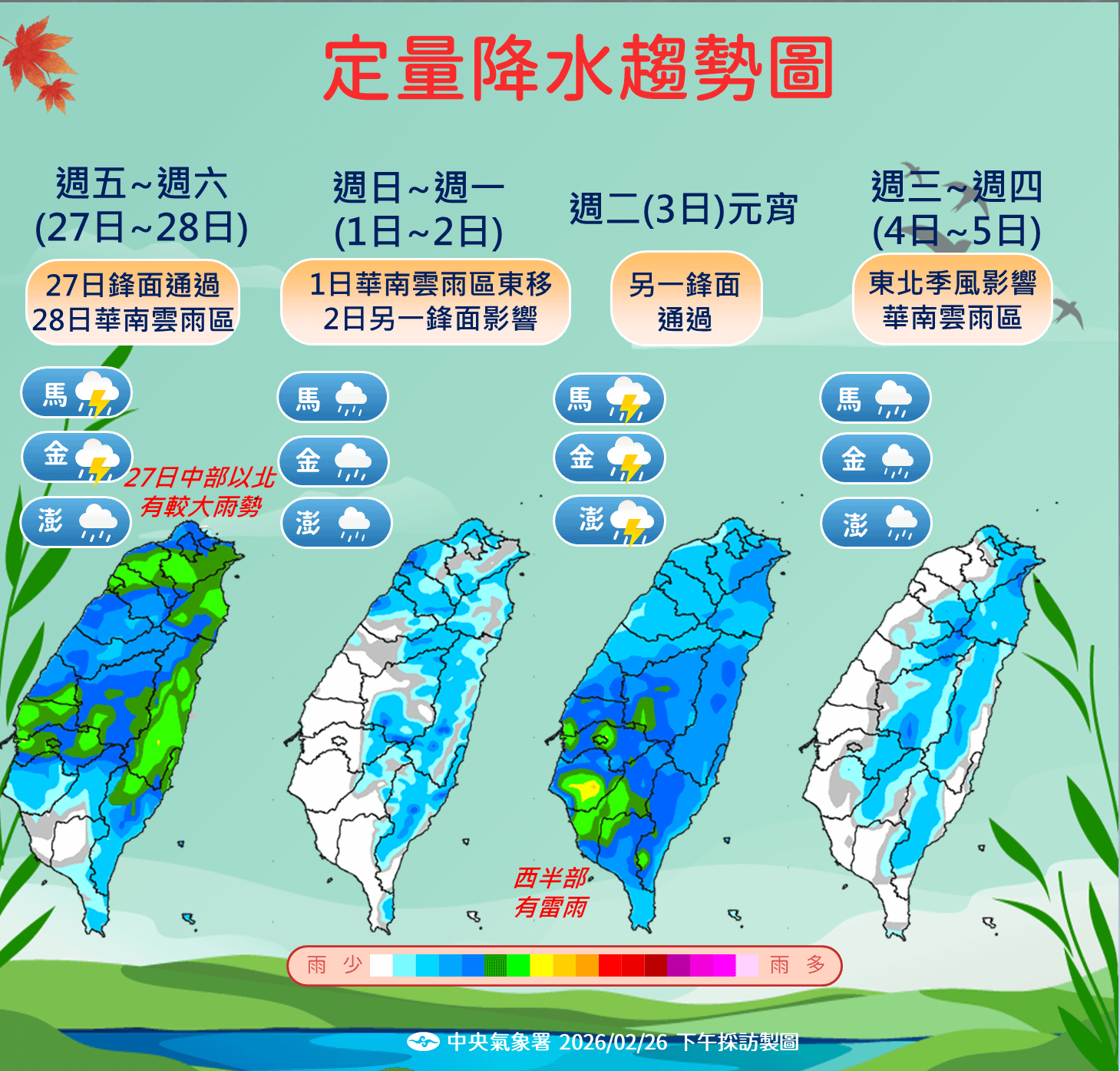 未來一周天氣降雨（圖／氣象署提供）