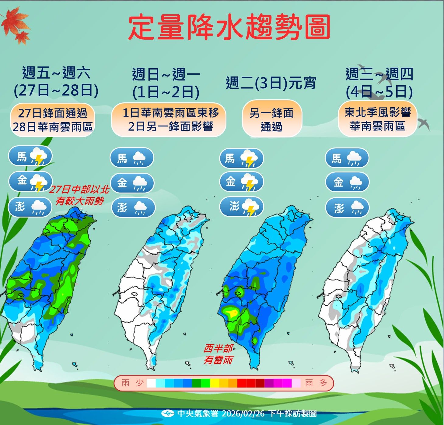 未來一週降雨趨勢。（圖／中央氣象署提供）
