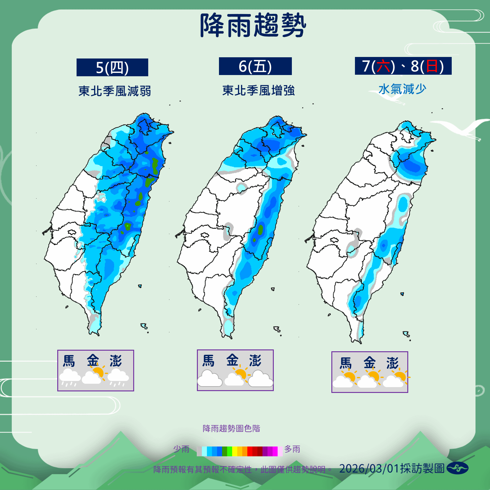 未來一周降雨趨勢。（圖／氣象署提供）