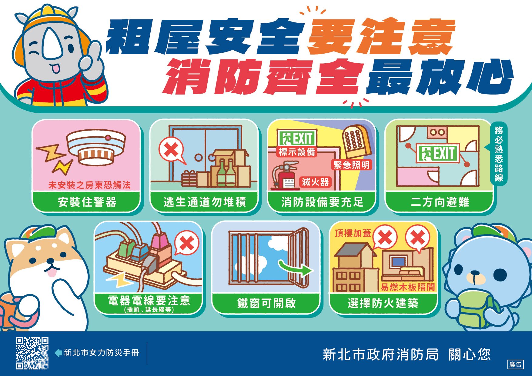 學生租賃處所的消防安全。（圖／新北市政府消防局）