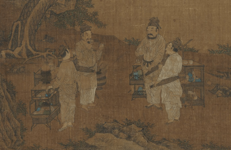 《鬥茶圖》軸，南宋，劉松年。（國立故宮博物院藏）