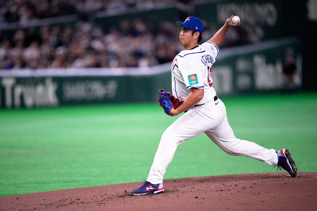 2026世界棒球經典賽，中華隊派出鄭浩均主投日本隊。（美聯社）
