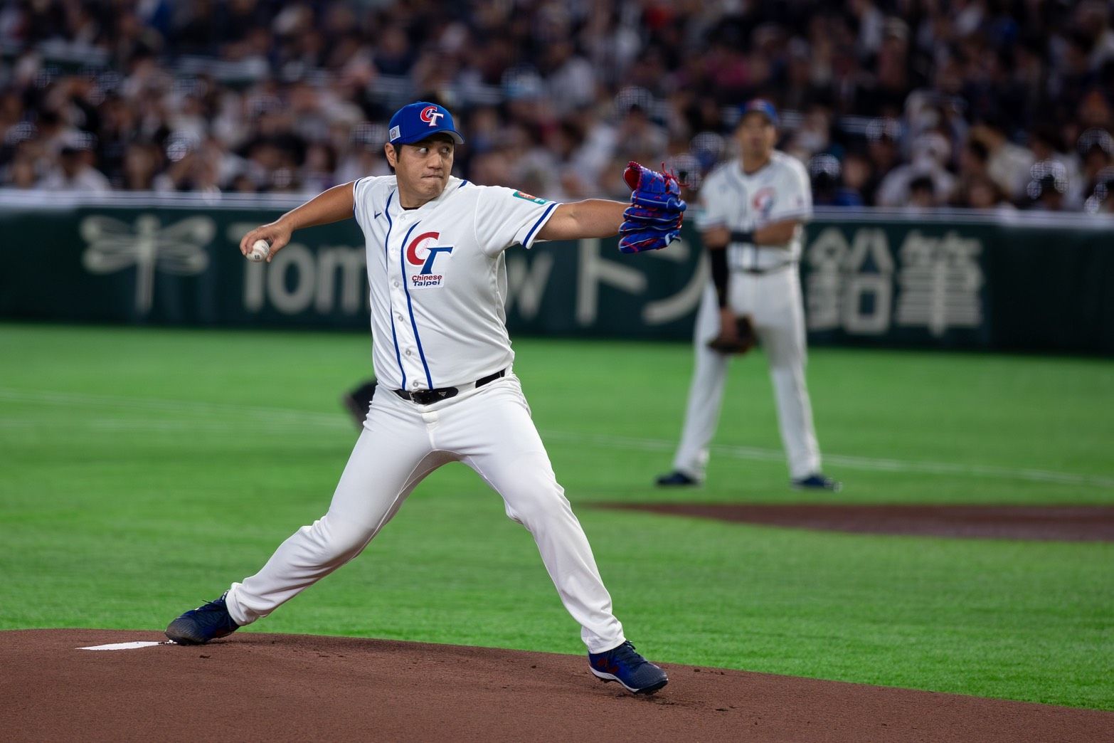 經典賽台日戰台灣隊先發投手鄭浩均。（丁勤紜攝）