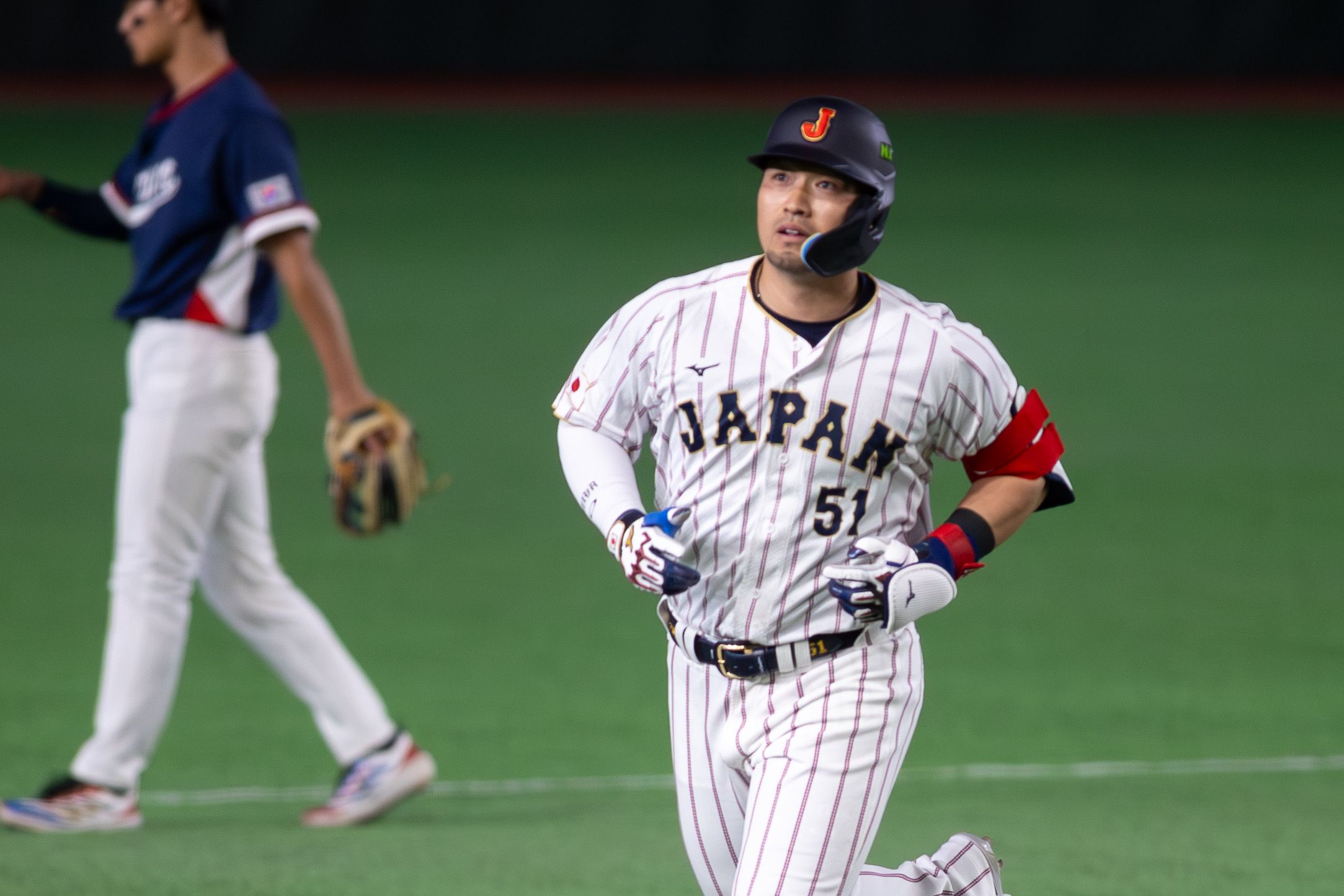 日本隊在經典賽靠著大谷翔平與鈴木誠也等人開轟以8比6險勝韓國，而台灣隊明日將由先發投手古林睿煬迎戰韓國，全力爭取晉級生機。（丁勤紜/攝影）