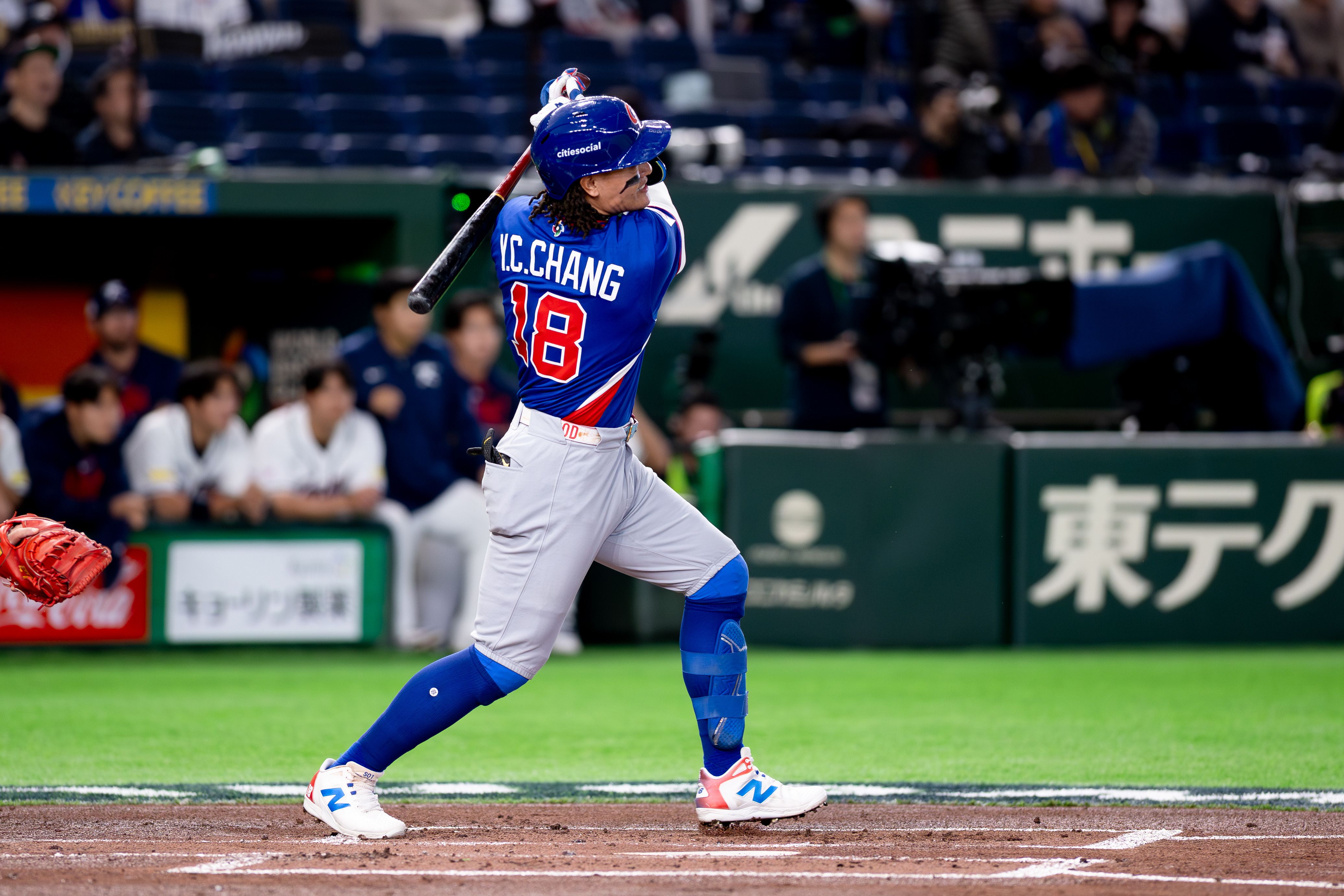 經典賽台韓大戰，張育成打出全壘打。（丁勤紜攝）