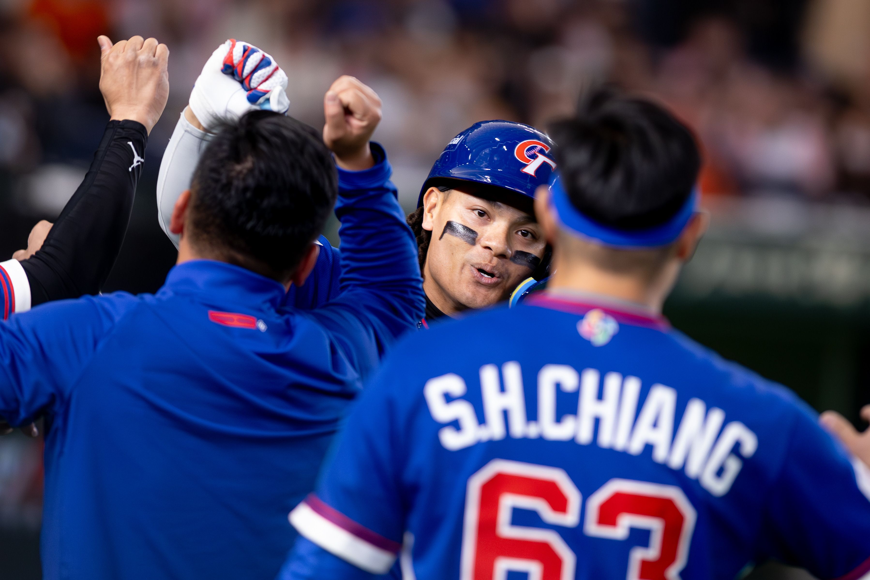 經典賽台韓大戰，張育成打出全壘打。（丁勤紜攝）