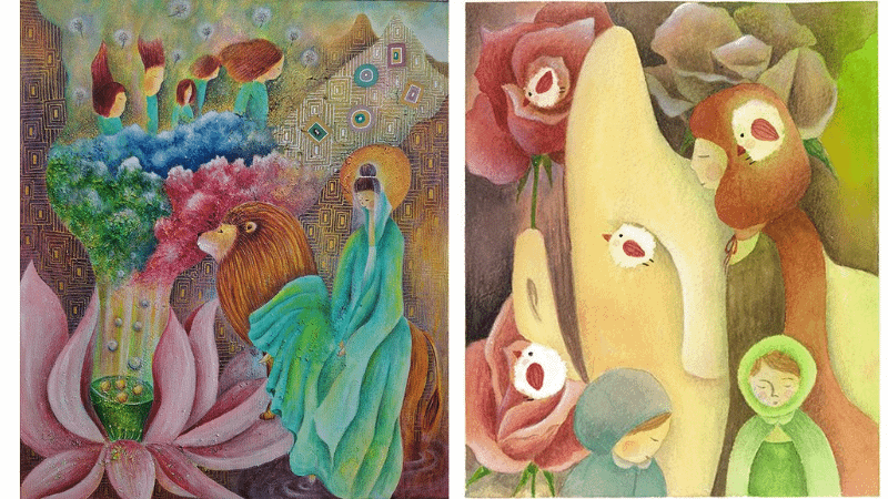 圖左_獅子小英『夢幻如泡影』圖右_獅子小英 『像花一樣的盛開』。