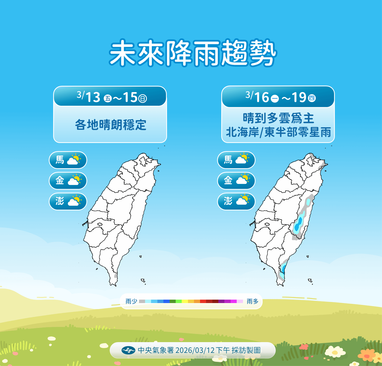 未來一周降雨趨勢。（圖／中央氣象署提供）