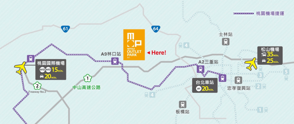 林口三井OUTLET交通方式。（圖／取自林口三井OUTLET官網）