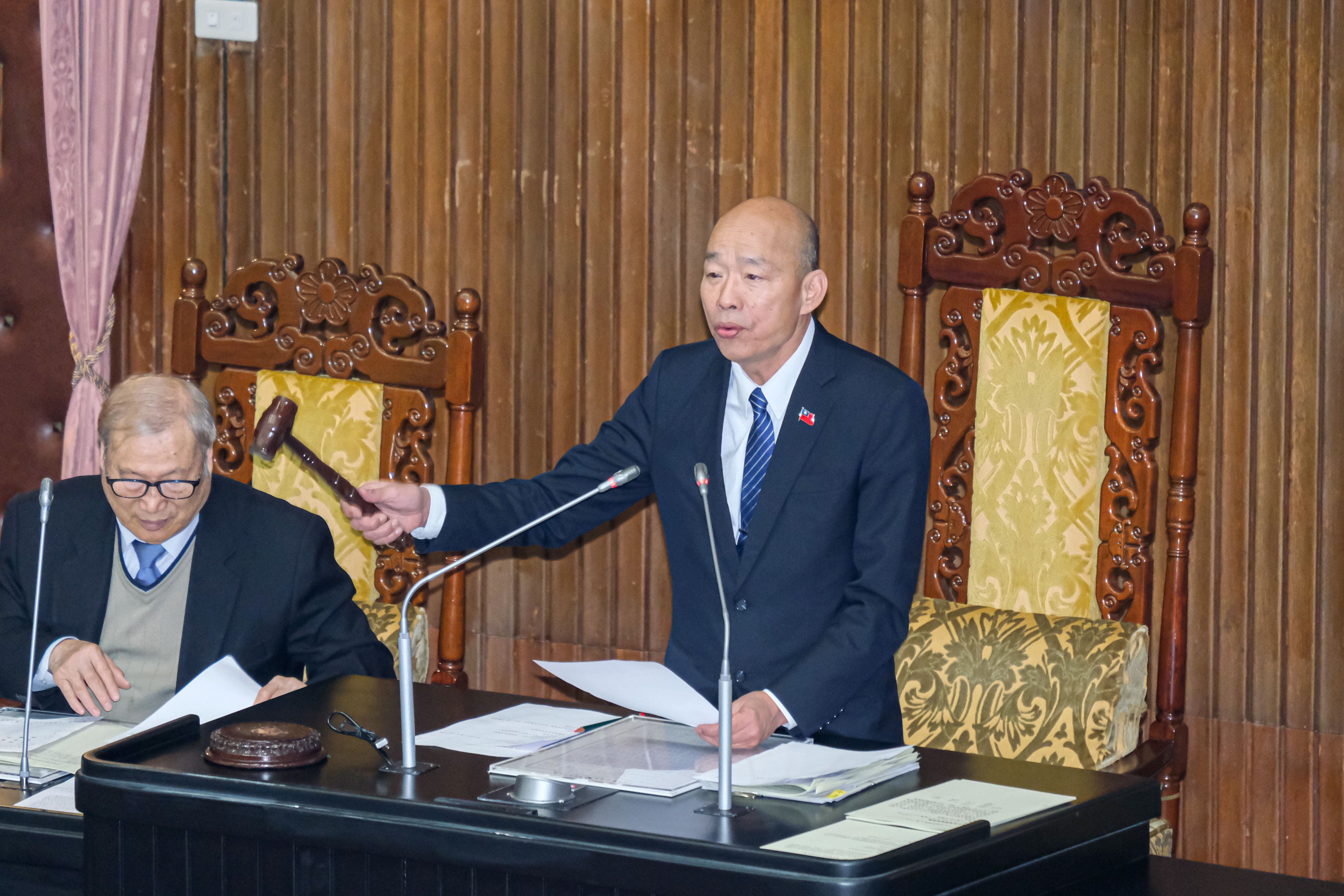 20260313-中華民國刑法第七十八條之一、第七十八條之二及第七十九條之一條文修正草案於13日三讀通過，立法院長韓國瑜進行敲槌。（劉偉宏攝）