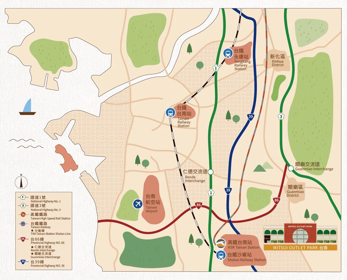台南三井OUTLET交通方式。（圖／取自台南三井OUTLET官網）