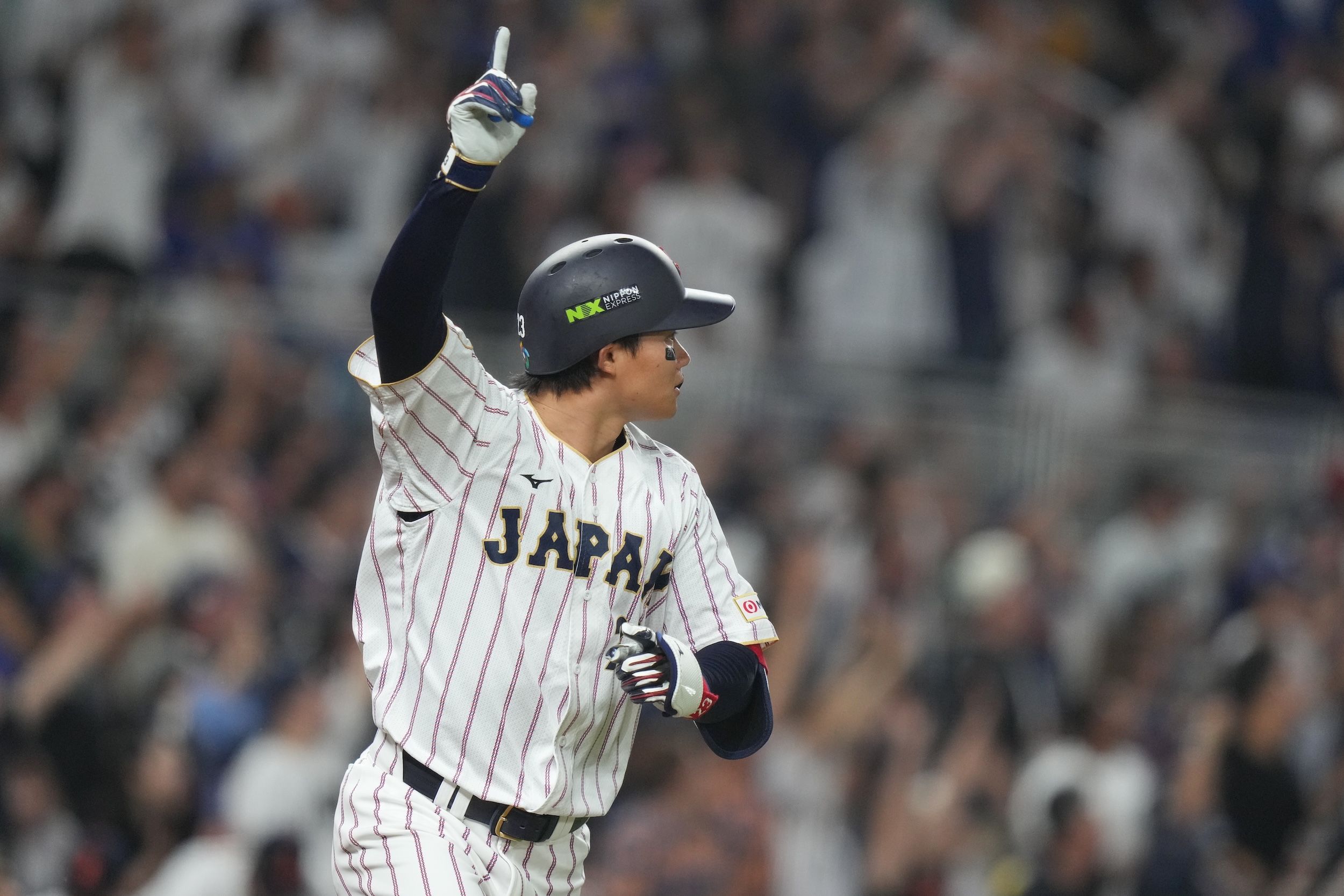 2026年3月14日，邁阿密舉行WBC半準決賽的日委大戰，日本球員森下翔太擊出三分全壘打。（美聯社）