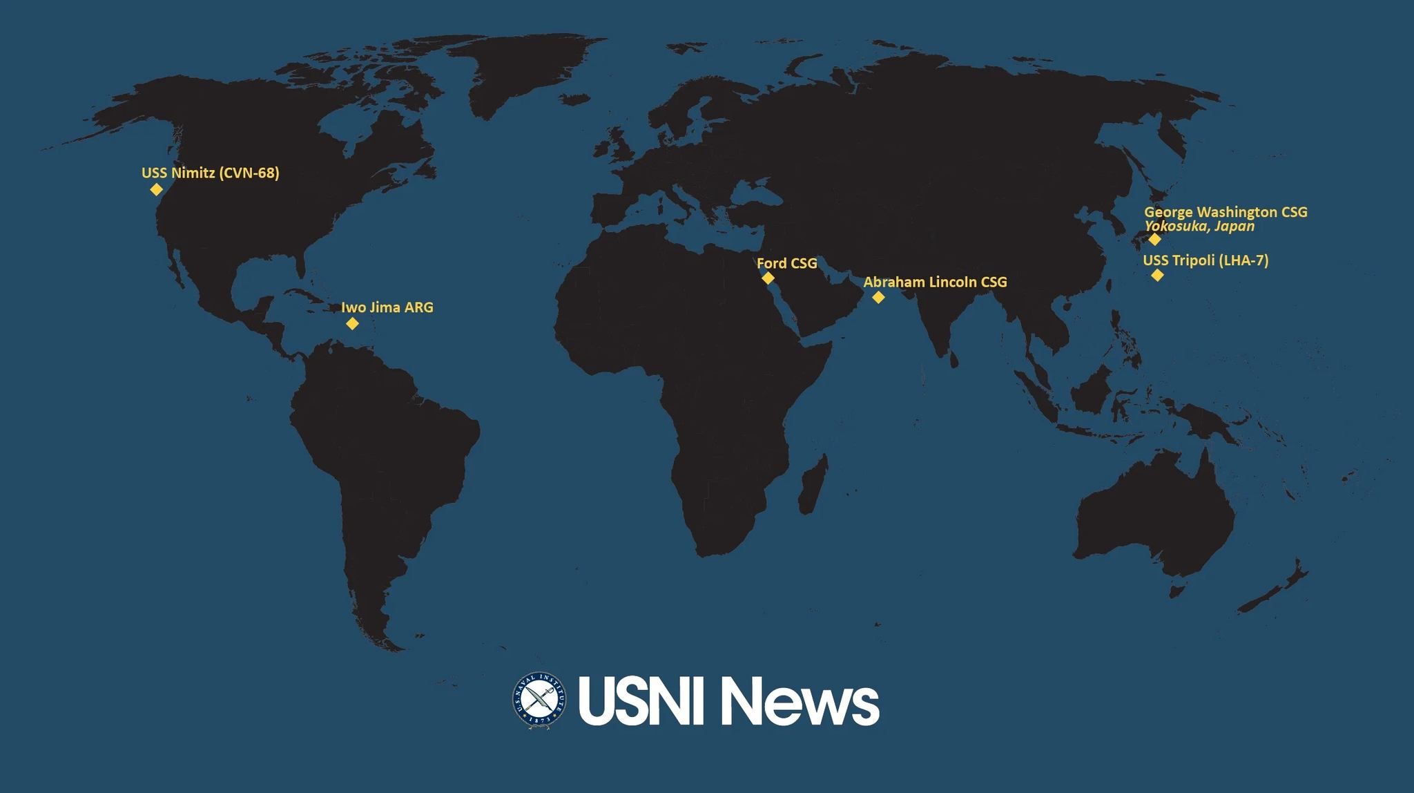 根據美國海軍學會的3月10日示意圖，當天兩棲突擊艦的黎波里號位於沖繩東方的菲律賓海。（美國海軍學會官網）