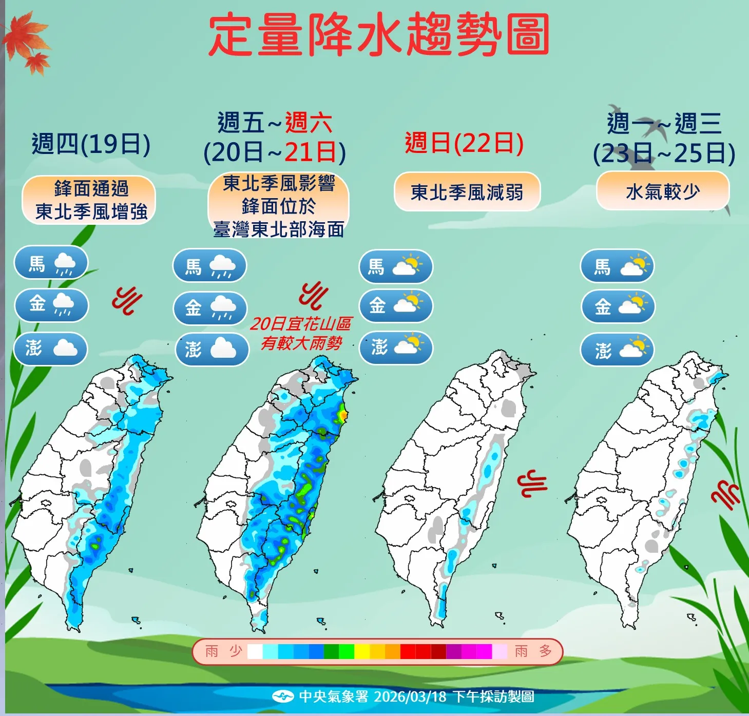 未來一周降雨趨勢。（圖／氣象署提供）