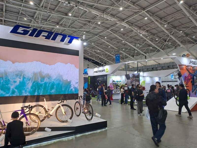 台北國際自行車展巨大展示攤位 台北國際自行車展25日登場，圖為巨大展示攤位。中央社記者潘智義攝115年3月25日