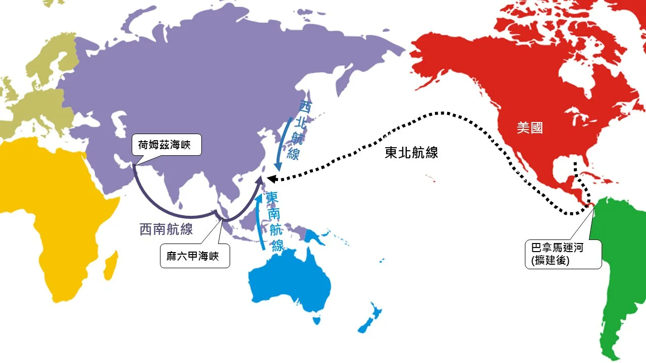 Shipping routes for Taiwan's imported natural gas. (Ministry of Economic Affairs Energy Administration)