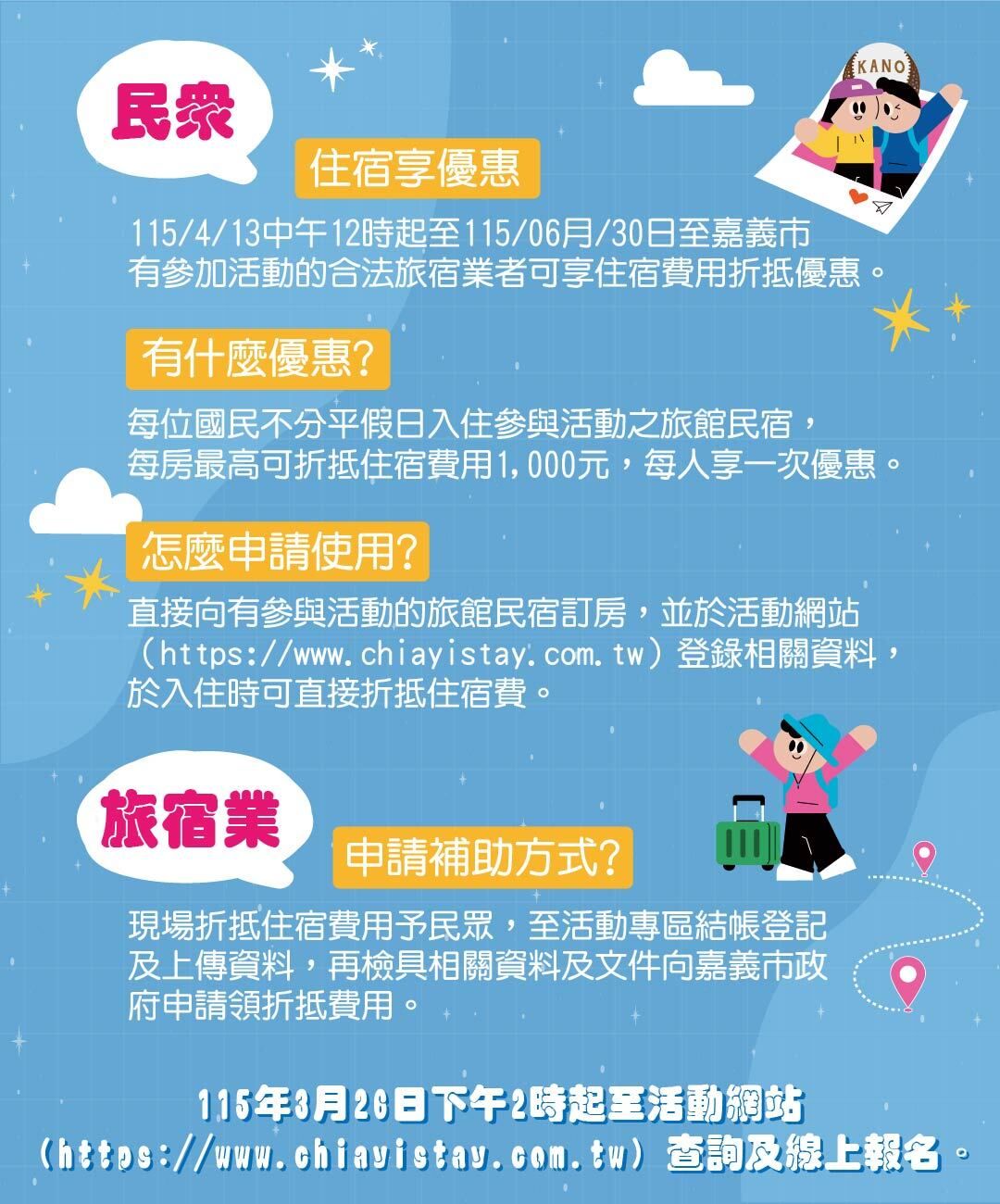 嘉義市國旅自由行補助資訊圖。（圖／取自嘉義市政府官網）