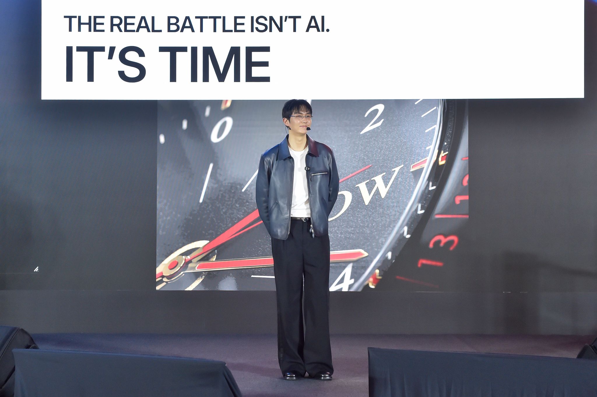 韓國男團2AM成員林瑟雍登上AI EXPO Taiwan 2026不知講堂。（AI EXPO Taiwan提供）