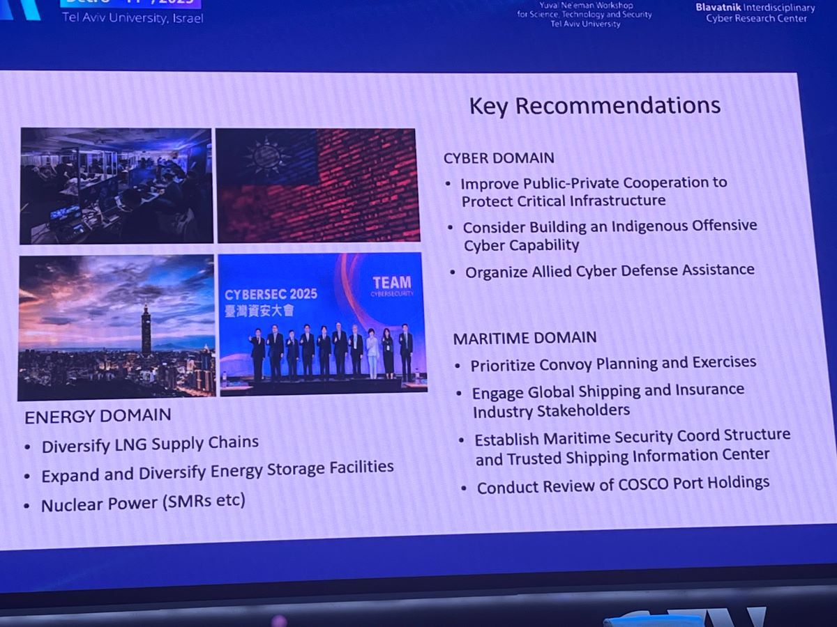 退役美國海軍少將蒙哥馬利去年12月在以色列資安週演講時，提出台灣因應中共複合戰術的對策建議。（劉煥彥攝影）