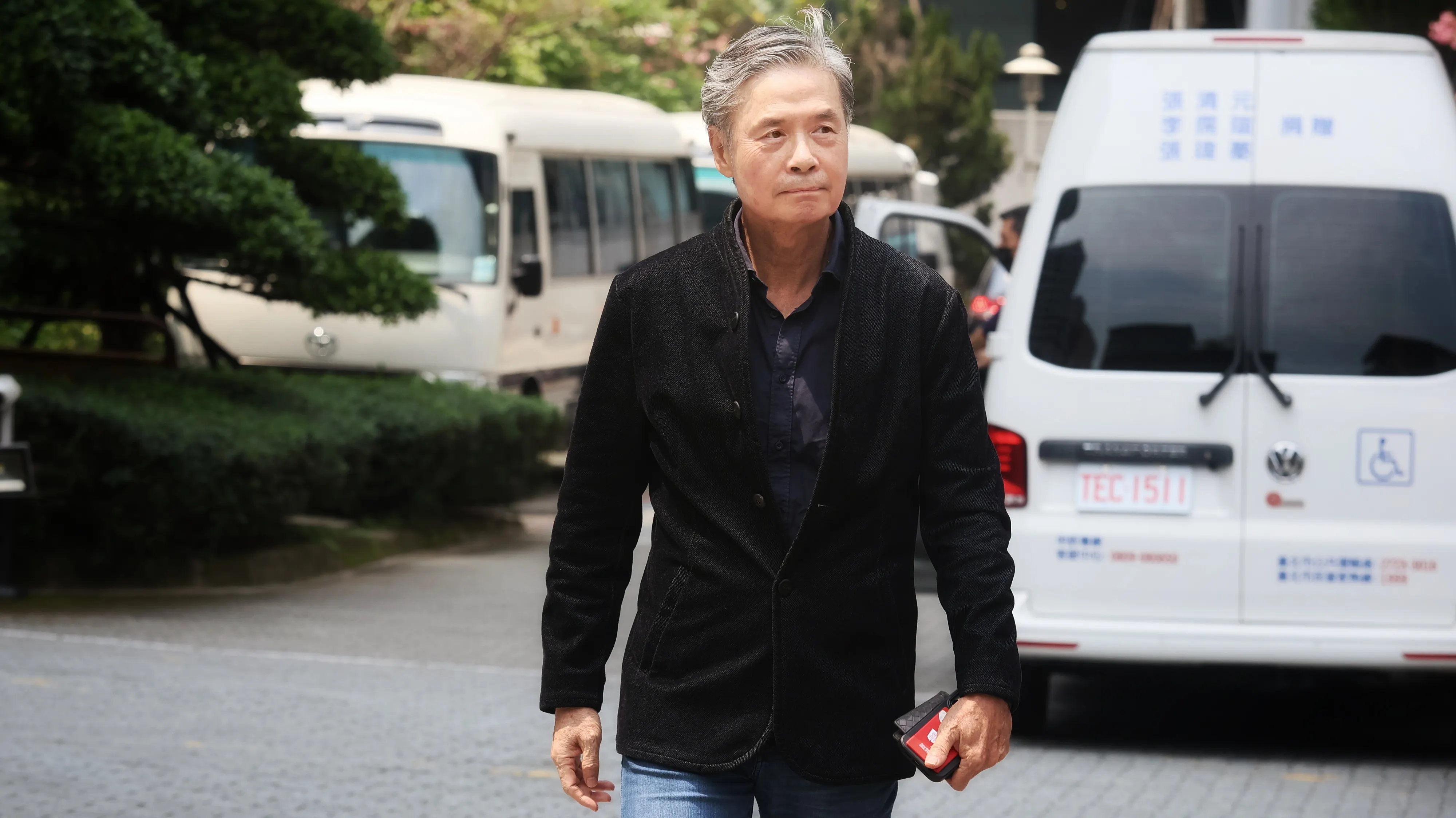 20260331-元国家安全会議秘書長・金溥聡氏が31日、AI生成による中傷動画およびコメンテーターを告訴するため刑事警察局を訪れた。（柯承恵撮影）