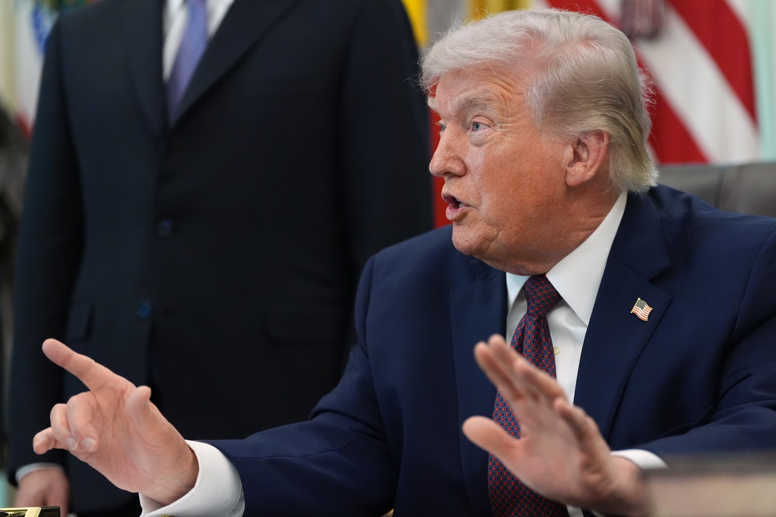 2026年3月31日，美國總統川普在白宮發表談話。（美聯社）