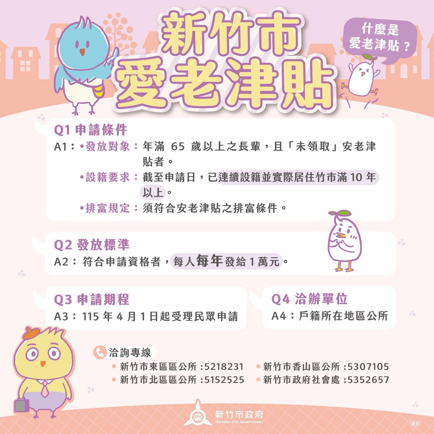 新竹市愛老津貼。（圖／取自新竹市政府）