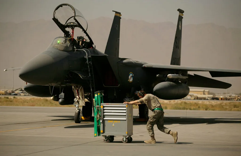 美軍現役F-15E「打擊鷹」戰機。（AP）