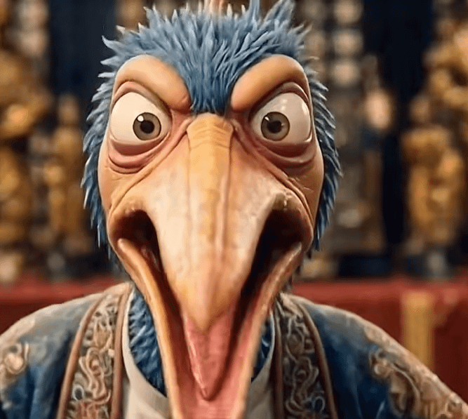 《流金谷恩仇錄》中，被白鷹盟與波斯寨戰事波及的「東瀛府」（日本），無奈喊出「神仙打架，凡鳥遭殃」。（取自央視網）