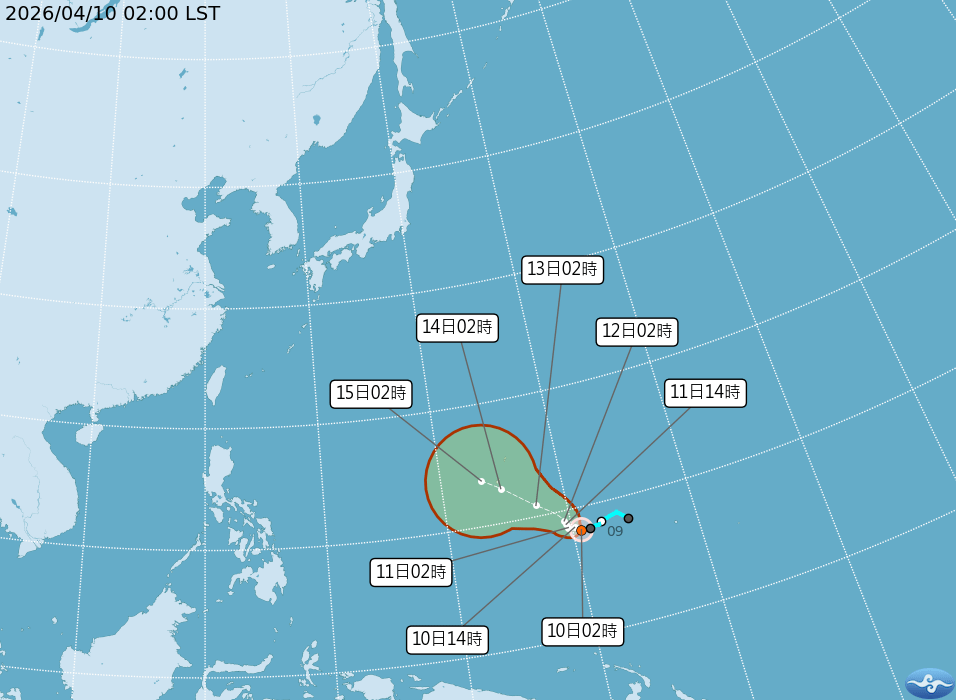 颱風辛樂克最新路徑。（示意圖／氣象署臉書）
