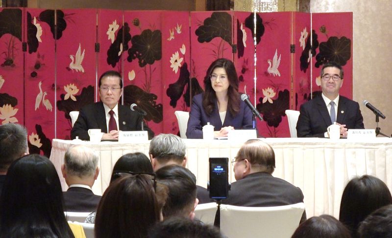 國民黨主席鄭麗文在北京召開中外記者會（2） 國民黨主席鄭麗文10日在北京中國大飯店召開中外記者會，說明鄭習會談內容。圖為記者會現場。中央社記者呂佳蓉北京攝115年4月10日