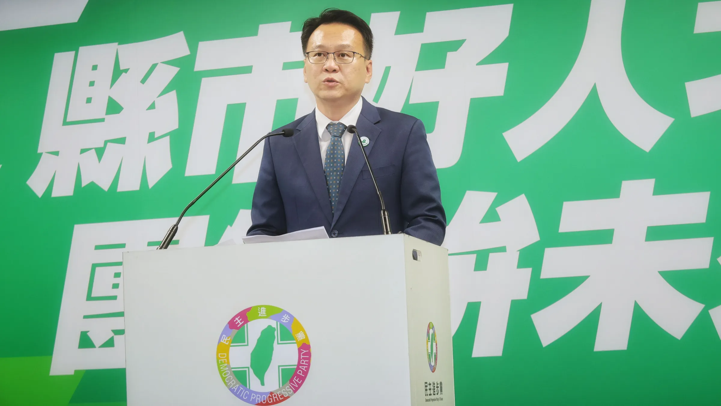 20260415-民進黨15日舉行民進黨縣市長提名記者會，圖為新竹市長提名人莊競程（柯承惠攝）