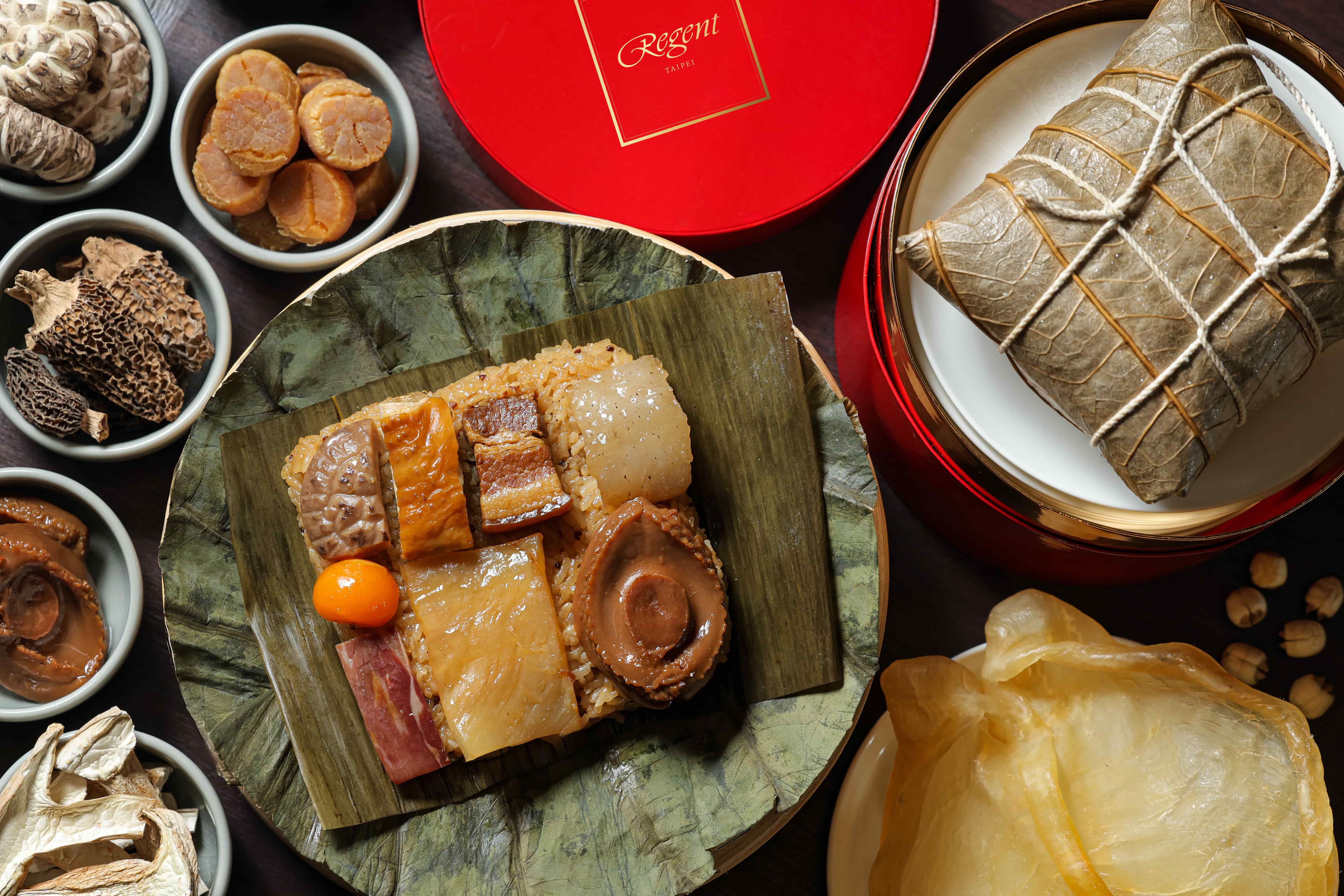 鮑魚花膠盆菜裹蒸粽禮盒。（圖/晶華酒店）