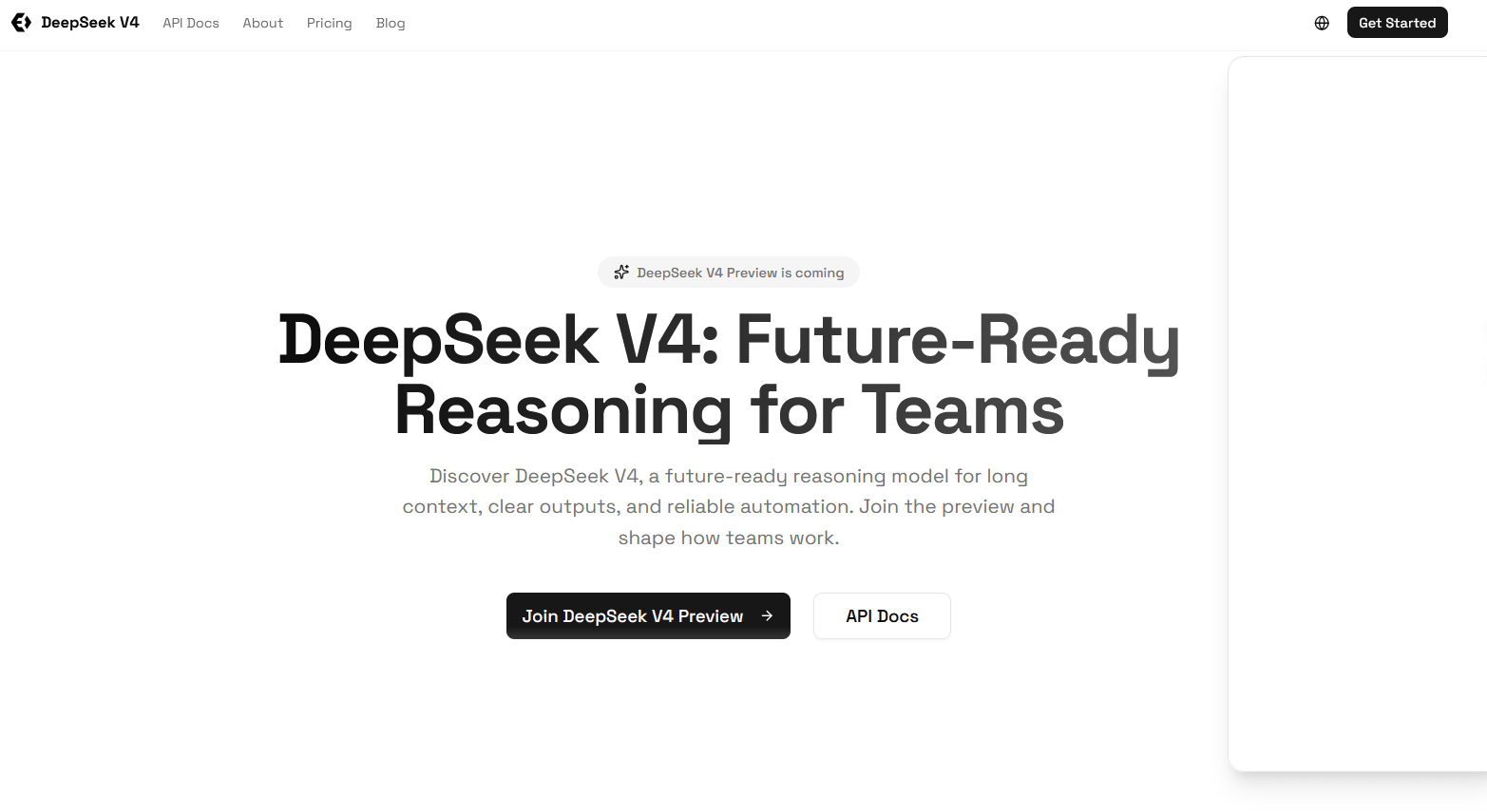 DeepSeek V4模型示意。（翻攝自DeepSeek V4官網）
