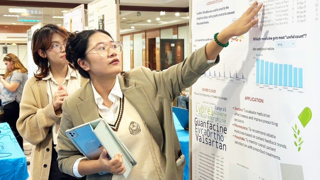 義大學生專題發表，角逐AI校級競賽。（圖/義守大學提供）
