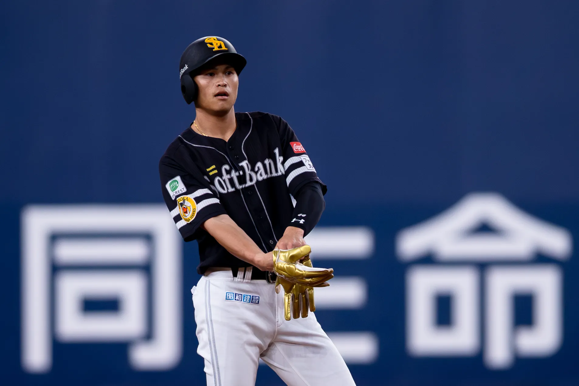 代打笹川吉康の適時二塁打。（写真／丁勤紜撮影）