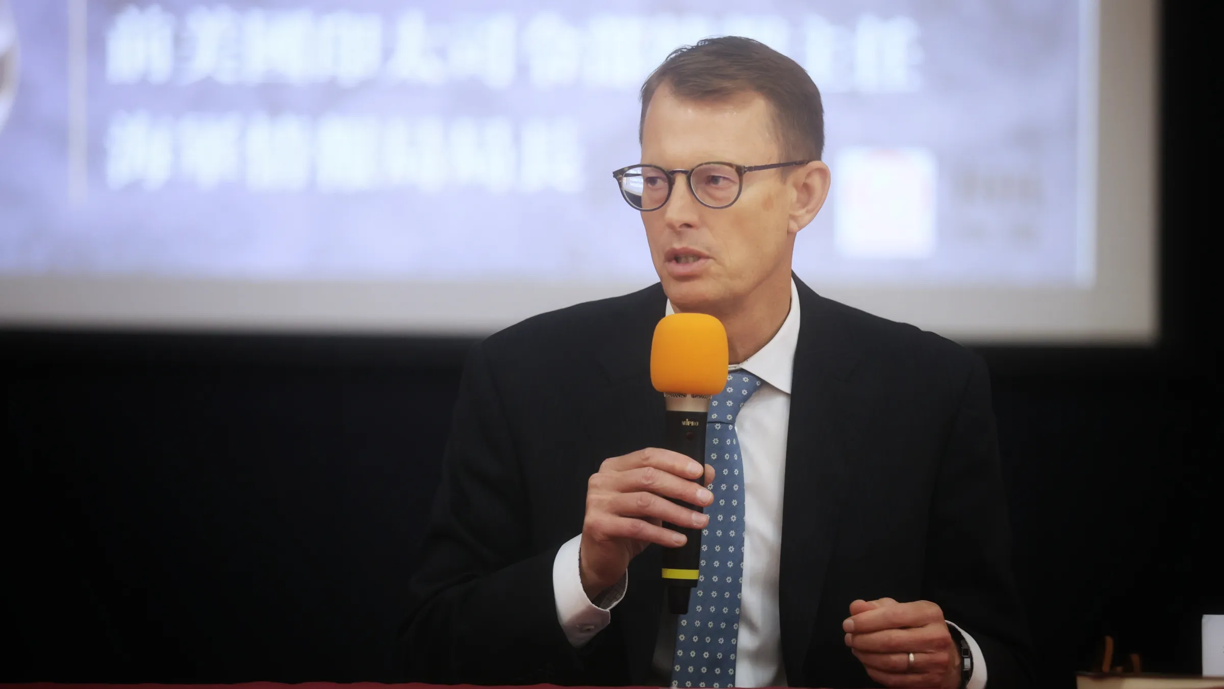 20260501-前美軍印太司令部情報主任斯都德曼（Mike Studeman）1日出席「面對失序時代，給未來領導人的備忘錄」講座。（柯承惠攝）