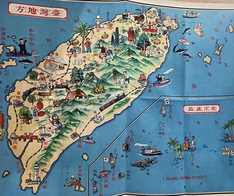 鐵道館展示的「日治台灣地圖」。（徐和謙攝）