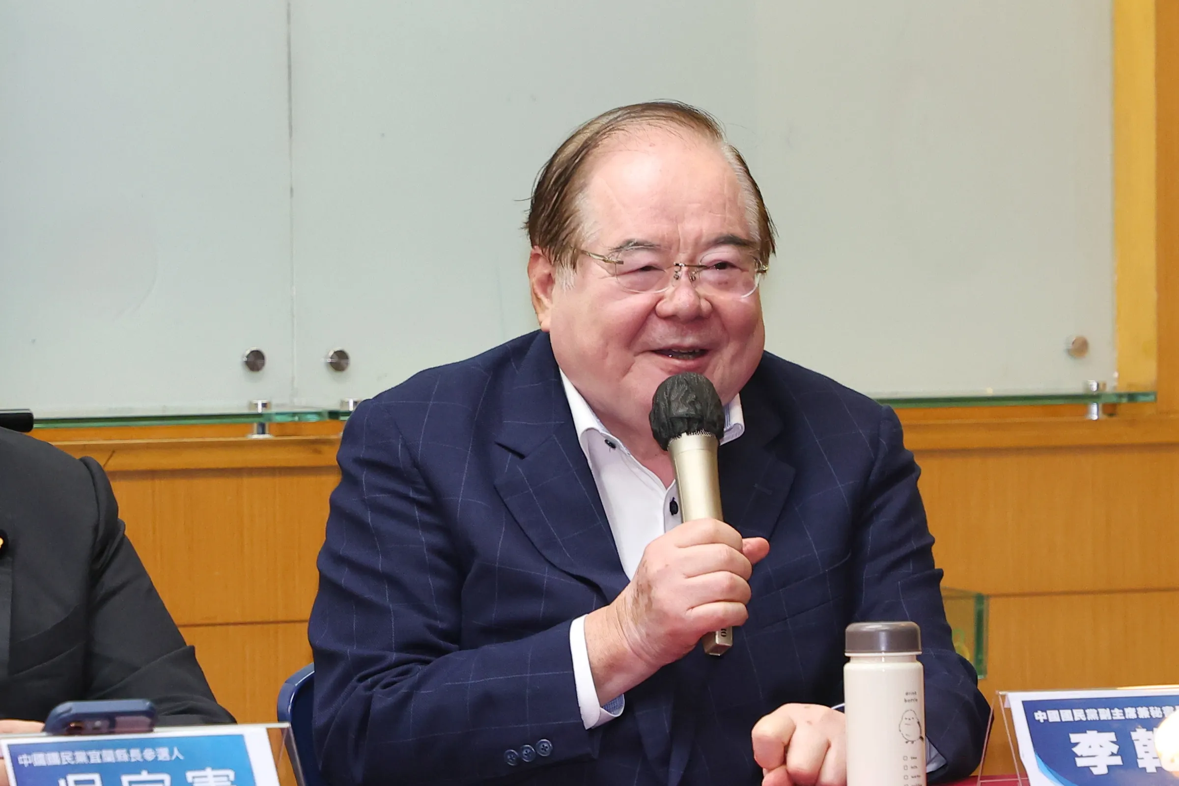 20260504-國民黨秘書長李乾龍4日出席「藍白聯合治理宜蘭縣長民調結果」發布記者會。（顏麟宇攝）