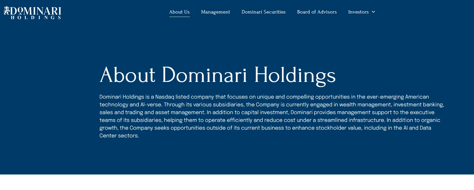 總部設在川普大樓（Trump Tower）的金融集團「多米納里控股」（Dominari Holdings）。（翻攝自官網）